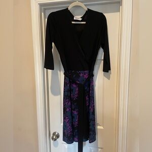 Leota Black and Purple Long Sleeve Dress